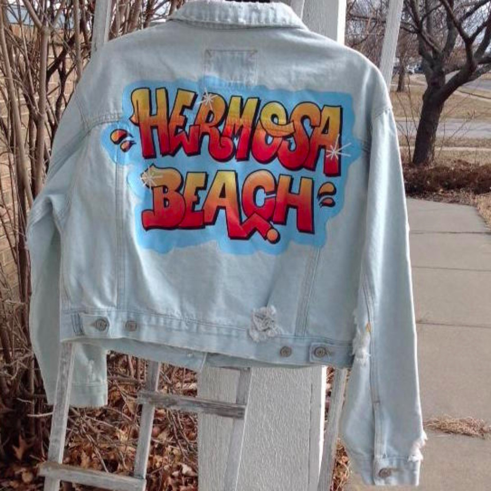 Pull & Bear Light Denim Graphic Distressed Jacket